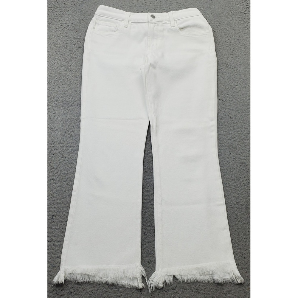 J Brand Flare Jeans Womens 26 White Denim Raw Hem Stretch 5-Pocket Streetwear